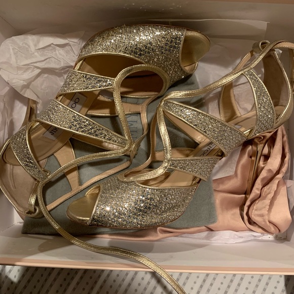 Jimmy Choo Silver glitter sandals - Picture 1 of 14
